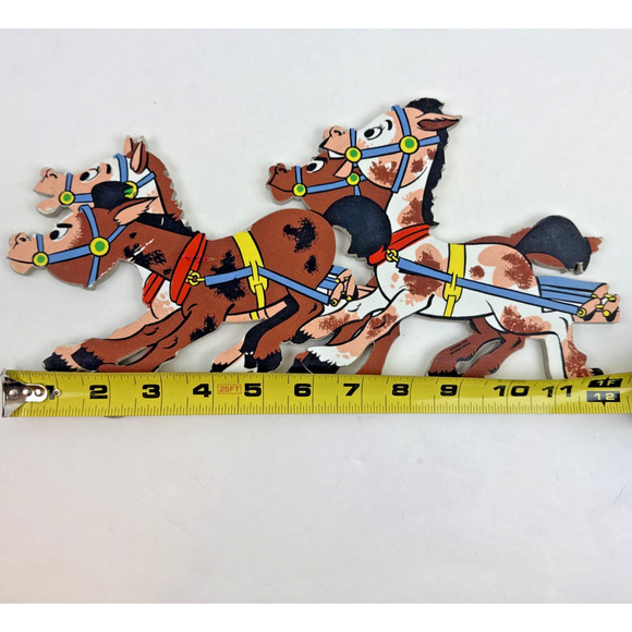 Vintage The Dolly Toy Co Cowboy Western Stage Coach Nursery Wall Plaque 1958 Set - Picture 9 of 16